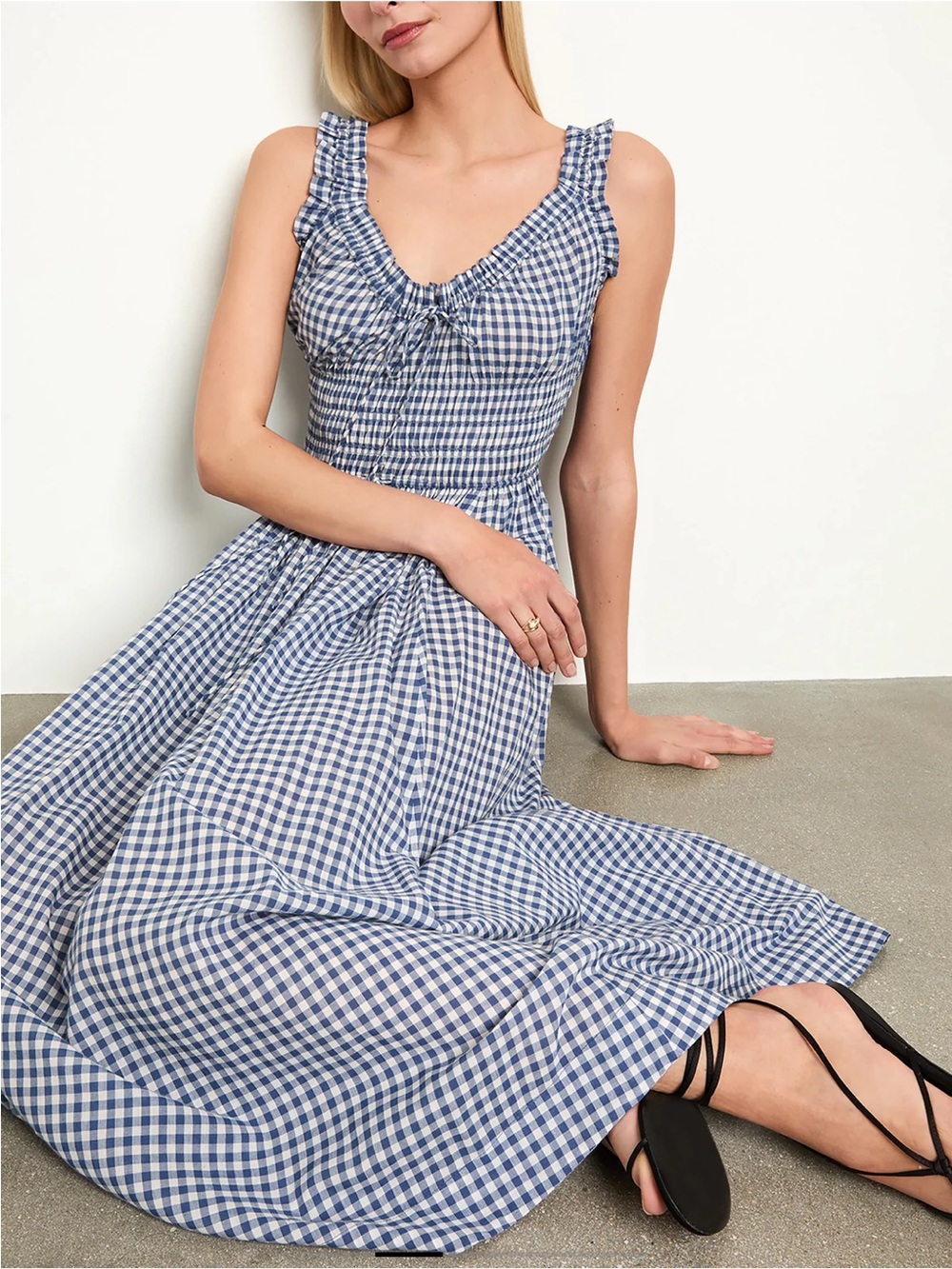 Doen Emmaretta Gingham Organic Cotton-blend Voile Midi Dress